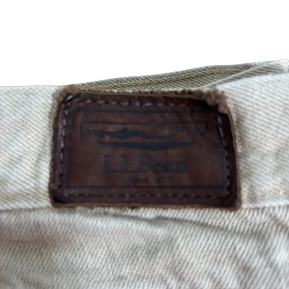 LL Bean Classic Fit‎ Flannel Lined Jeans Tan Plaid Mens Straight Leg Denim #700